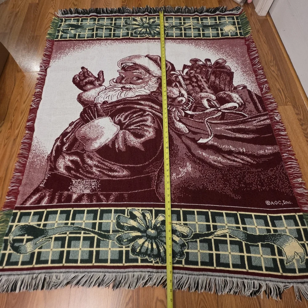 Vintage Christmas Throw Blanket Santa Claus Holiday Tapestry Toys Gifts